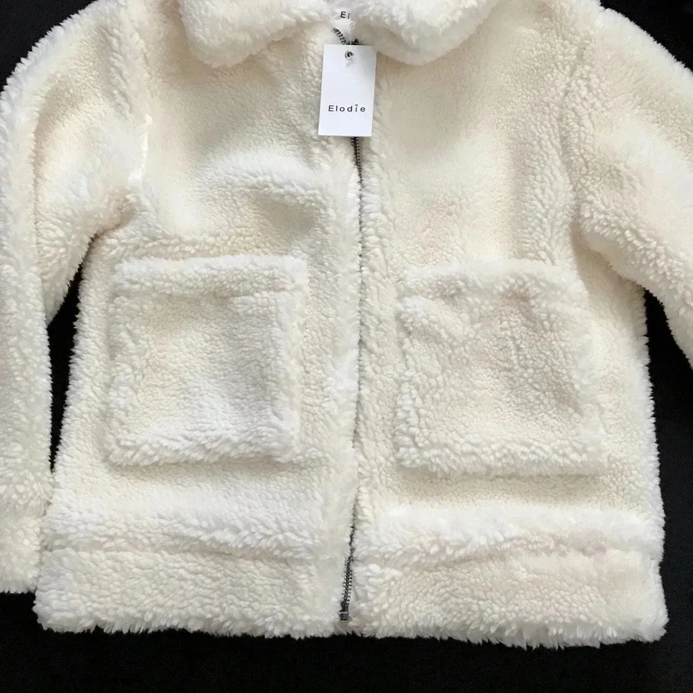 Elodie NWT Faux Shearling Spread Collar Jacket Girls Various